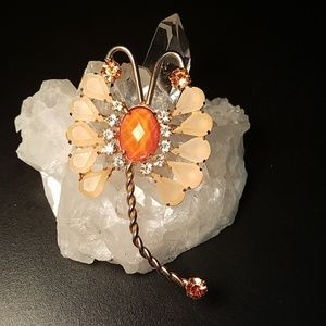 Huge Vintage Fantasy Lucite Dragonfly Brooch
